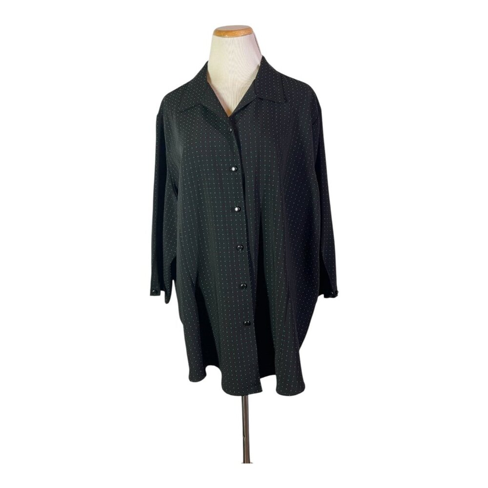 Tanjay Plus Size 24w Textured Button-Up Shirt 3/4… - image 1